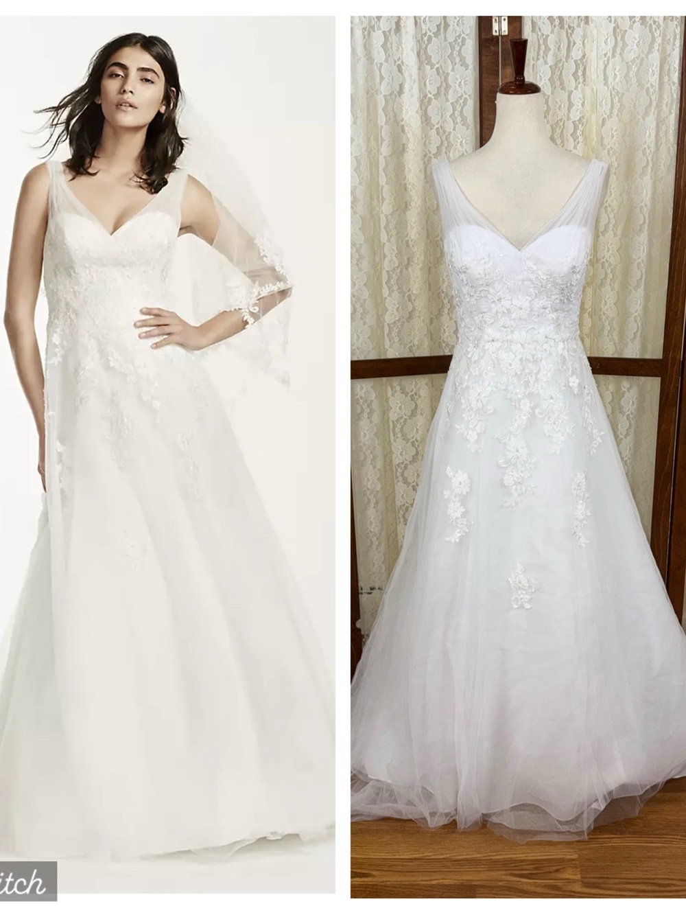 David’s Bridal Embroidered Tulle Wedding Gown